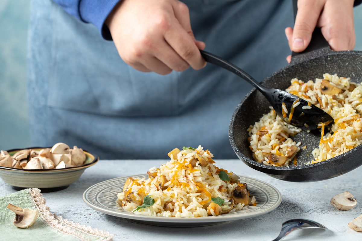 Дикий рис с шампиньонами: пошаговый рецепт приготовления с фото