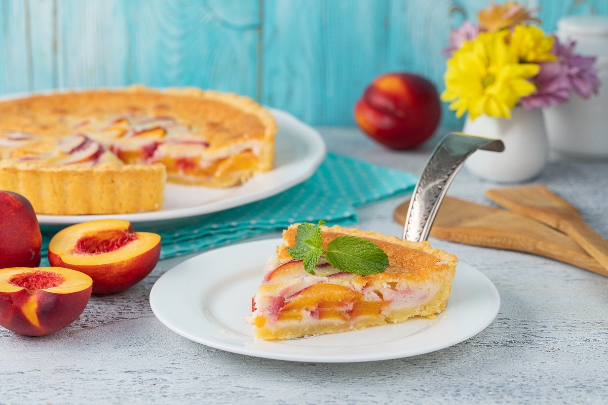 Быстрый Пирог с персиками простой простой рецепт пошаговый