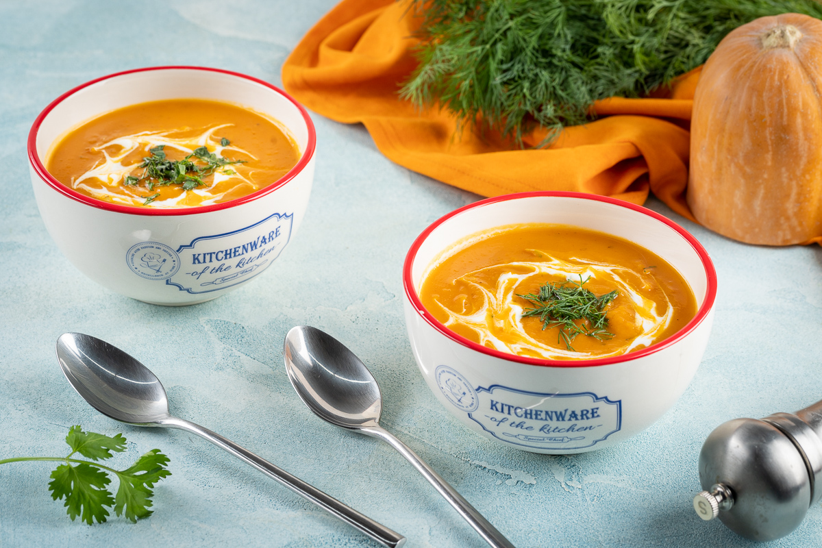 Тыквенный крем суп на сливках с морковью и картофелем
